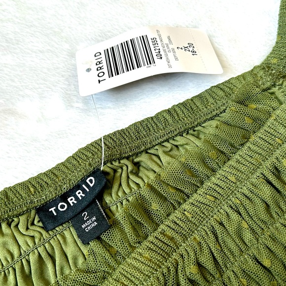 Torrid Dot Mesh Square Neck Smocked Crop Top - Picture 6 of 8